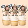 Custom First-Birthday Astronaut Control Panel Face Cutout – Cupcake Topper Custom First-Birthday Astronaut Control Panel Face Cutout shown on a cupcake topper mockup