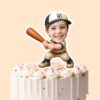 Custom Number 5 Baseball Batter Face Cutout – Cake Topper Custom Number 5 Baseball Batter Face Cutout shown on a cake topper mockup