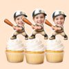 Custom Number 5 Baseball Batter Face Cutout – Cupcake Topper Custom Number 5 Baseball Batter Face Cutout shown on a cupcake topper mockup