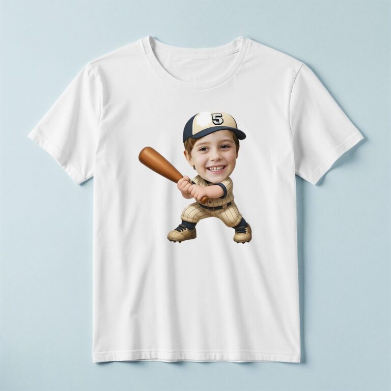 Custom Number 5 Baseball Batter Face Cutout – T-shirt Custom Number 5 Baseball Batter Face Cutout shown on a T-shirt mockup