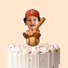 Custom Number 2 Child Seated on a Baseball Face Cutout – Cake Topper Custom Number 2 Child Seated on a Baseball Face Cutout shown on a cake topper mockup