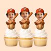 Custom Number 2 Child Seated on a Baseball Face Cutout – Cupcake Topper Custom Number 2 Child Seated on a Baseball Face Cutout shown on a cupcake topper mockup