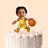 Custom Yellow Number 5 Basketball Dribbler Face Cutout – Cake Topper Custom Yellow Number 5 Basketball Dribbler Face Cutout shown on a cake topper mockup