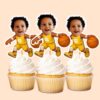 Custom Yellow Number 5 Basketball Dribbler Face Cutout – Cupcake Topper Custom Yellow Number 5 Basketball Dribbler Face Cutout shown on a cupcake topper mockup