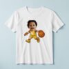 Custom Yellow Number 5 Basketball Dribbler Face Cutout – T-shirt Custom Yellow Number 5 Basketball Dribbler Face Cutout shown on a T-shirt mockup