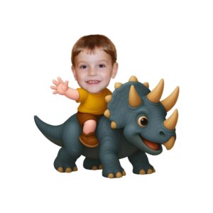 Custom Gray Horned Dinosaur Rider Mustard Shirt Face Cutout – Original Custom Gray Horned Dinosaur Rider Mustard Shirt Face Cutout design preview