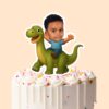 Custom Rider on a Green Long-Neck Dinosaur Face Cutout – Cake Topper Custom Rider on a Green Long-Neck Dinosaur Face Cutout shown on a cake topper mockup