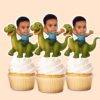 Custom Rider on a Green Long-Neck Dinosaur Face Cutout – Cupcake Topper Custom Rider on a Green Long-Neck Dinosaur Face Cutout shown on a cupcake topper mockup
