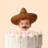 Custom Sombrero Portrait with Mustache Face Cutout – Cake Topper Custom Sombrero Portrait with Mustache Face Cutout shown on a cake topper mockup