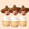 Custom Sombrero Portrait with Mustache Face Cutout – Cupcake Topper Custom Sombrero Portrait with Mustache Face Cutout shown on a cupcake topper mockup