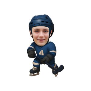 Custom Navy Number 4 Hockey Skater Face Cutout – Original Custom Navy Number 4 Hockey Skater Face Cutout design preview