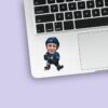 Custom Navy Number 4 Hockey Skater Face Cutout – Sticker Custom Navy Number 4 Hockey Skater Face Cutout shown on a sticker mockup