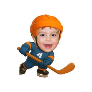 Custom Blue-And-Orange Number 4 Hockey Skater Face Cutout – Original Custom Blue-And-Orange Number 4 Hockey Skater Face Cutout design preview