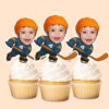 Custom Blue-And-Orange Number 4 Hockey Skater Face Cutout – Cupcake Topper Custom Blue-And-Orange Number 4 Hockey Skater Face Cutout shown on a cupcake topper mockup
