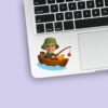 Custom Angler Fishing from a Boat Face Cutout – Sticker Custom Angler Fishing from a Boat Face Cutout shown on a sticker mockup