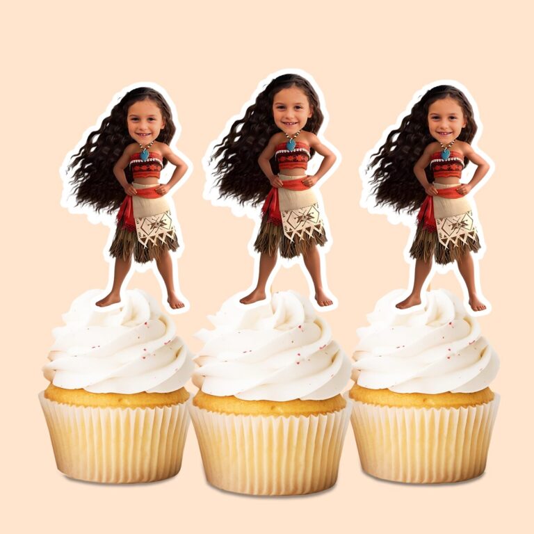 Custom Island Voyager Waist-Sash Style Face Cutout – Cupcake Topper Custom Island Voyager Waist-Sash Style Face Cutout shown on a cupcake topper mockup