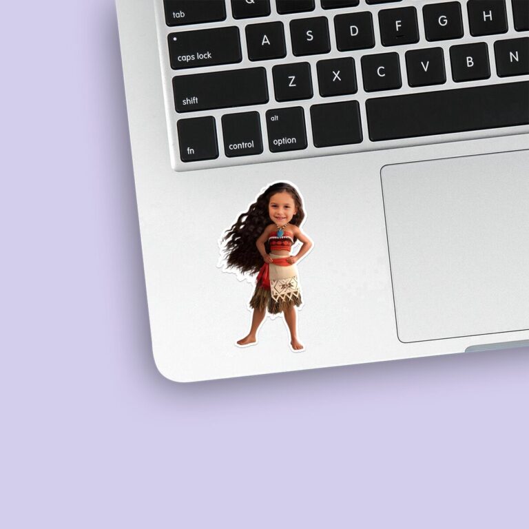 Custom Island Voyager Waist-Sash Style Face Cutout – Sticker Custom Island Voyager Waist-Sash Style Face Cutout shown on a sticker mockup