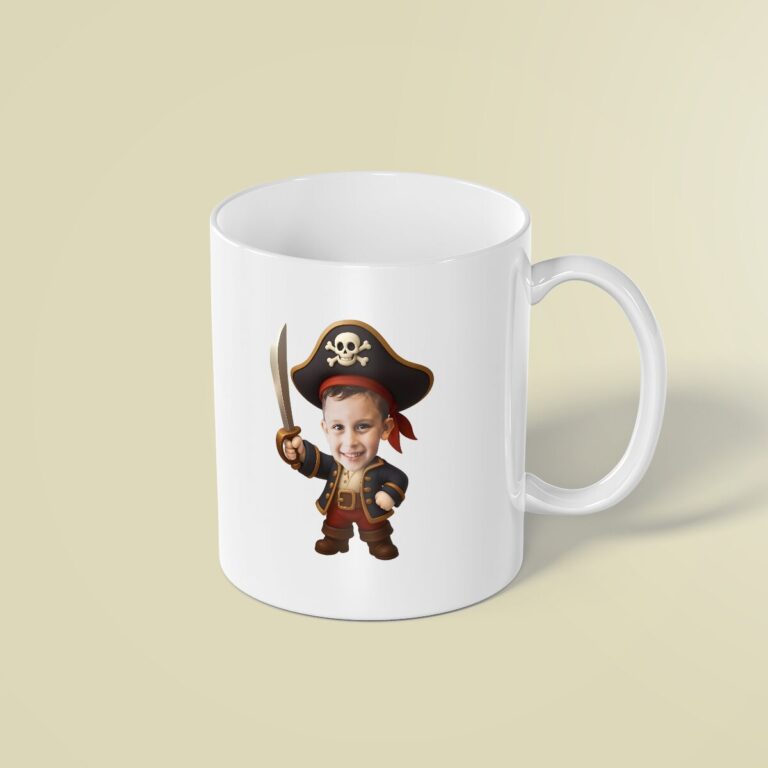 Custom Pirate Captain with Sword Face Cutout – Mug Custom Pirate Captain with Sword Face Cutout shown on a mug mockup