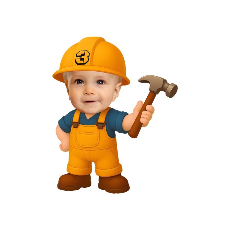 Custom Number 3 Builder Holding a Hammer Face Cutout – Original Custom Number 3 Builder Holding a Hammer Face Cutout design preview