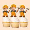 Custom Number 3 Builder Holding a Hammer Face Cutout – Cupcake Topper Custom Number 3 Builder Holding a Hammer Face Cutout shown on a cupcake topper mockup