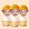 Custom Number 2 Hard-Hat Portrait Face Cutout – Cupcake Topper Custom Number 2 Hard-Hat Portrait Face Cutout shown on a cupcake topper mockup