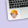 Custom Number 2 Hard-Hat Portrait Face Cutout – Sticker Custom Number 2 Hard-Hat Portrait Face Cutout shown on a sticker mockup