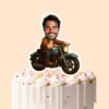 Custom Classic Motorcycle Rider Face Cutout – Cake Topper Custom Classic Motorcycle Rider Face Cutout shown on a cake topper mockup