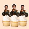 Custom Classic Motorcycle Rider Face Cutout – Cupcake Topper Custom Classic Motorcycle Rider Face Cutout shown on a cupcake topper mockup