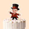 Custom Circus Ringmaster Tall Black Top Hat Face Cutout – Cake Topper Custom Circus Ringmaster Tall Black Top Hat Face Cutout shown on a cake topper mockup
