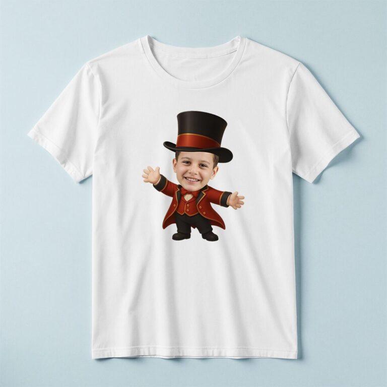 Custom Circus Ringmaster Tall Black Top Hat Face Cutout – T-shirt Custom Circus Ringmaster Tall Black Top Hat Face Cutout shown on a T-shirt mockup