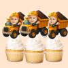 Custom Number 1 Dump-Truck Driver Face Cutout – Cupcake Topper Custom Number 1 Dump-Truck Driver Face Cutout shown on a cupcake topper mockup