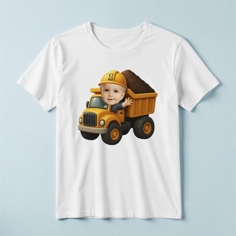 Custom Number 1 Dump-Truck Driver Face Cutout – T-shirt Custom Number 1 Dump-Truck Driver Face Cutout shown on a T-shirt mockup