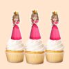 Custom Pink-Gowned Game Princess Face Cutout – Cupcake Topper Custom Pink-Gowned Game Princess Face Cutout shown on a cupcake topper mockup