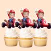 Custom Red-Capped Kart Racer Face Cutout – Cupcake Topper Custom Red-Capped Kart Racer Face Cutout shown on a cupcake topper mockup