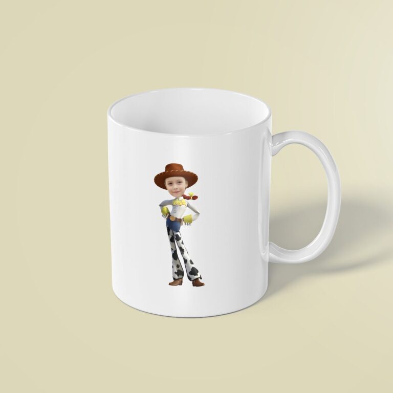 Custom Cowgirl Character Face Cutout – Mug Custom Cowgirl Character Face Cutout shown on a mug mockup