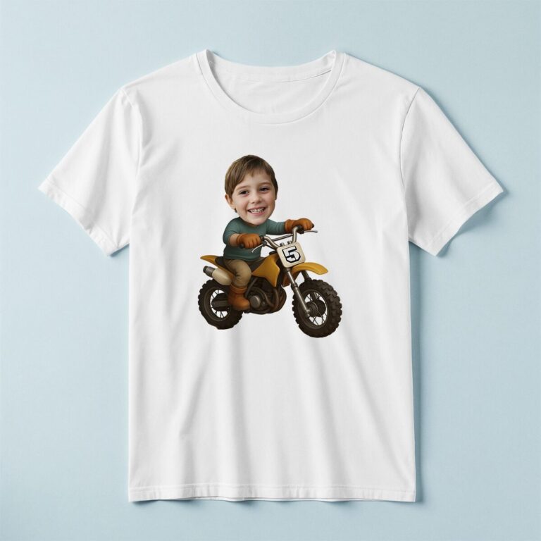 Custom Dirt-Bike Rider Green Long-Sleeve Shirt Face Cutout – T-shirt Custom Dirt-Bike Rider Green Long-Sleeve Shirt Face Cutout shown on a T-shirt mockup