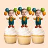 Custom Balloon Clown Face Cutout – Cupcake Topper Custom Balloon Clown Face Cutout shown on a cupcake topper mockup