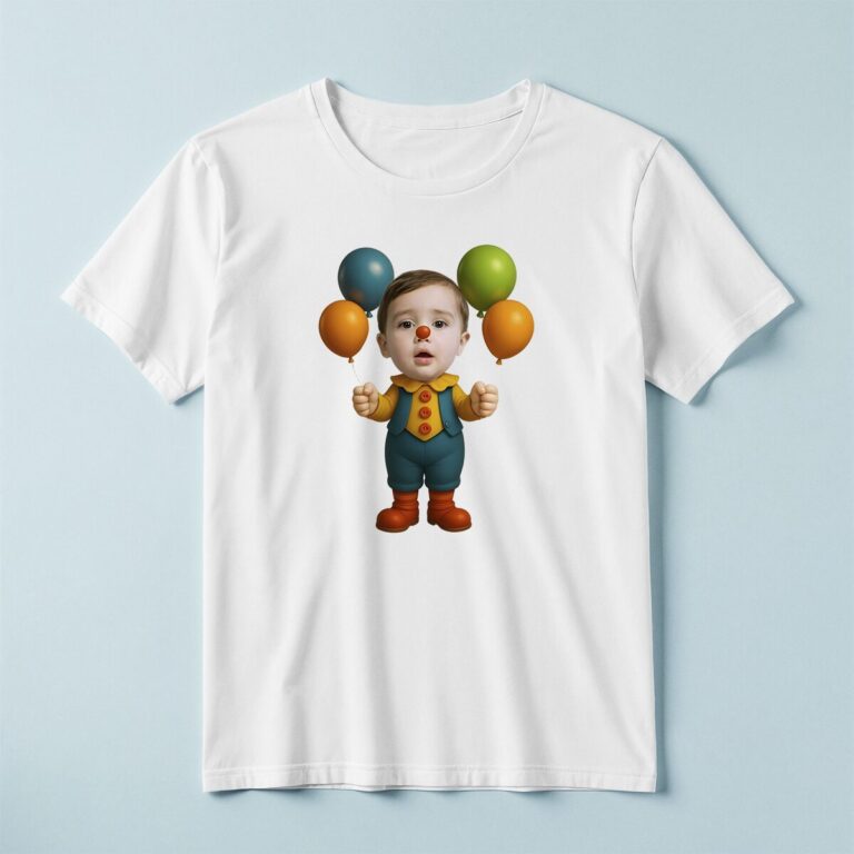 Custom Balloon Clown Face Cutout – T-shirt Custom Balloon Clown Face Cutout shown on a T-shirt mockup