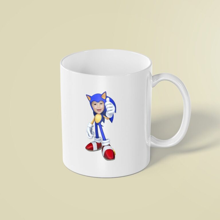 Custom Blue Speed-Character Costume Face Cutout – Mug Custom Blue Speed-Character Costume Face Cutout shown on a mug mockup
