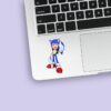 Custom Blue Speed-Character Costume Face Cutout – Sticker Custom Blue Speed-Character Costume Face Cutout shown on a sticker mockup
