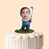 Custom Golfer Beside a Ball Face Cutout – Cake Topper Custom Golfer Beside a Ball Face Cutout shown on a cake topper mockup