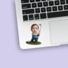Custom Golfer Beside a Ball Face Cutout – Sticker Custom Golfer Beside a Ball Face Cutout shown on a sticker mockup