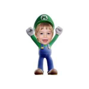Custom Green-Capped Game-World Plumber Face Cutout – Original Custom Green-Capped Game-World Plumber Face Cutout design preview