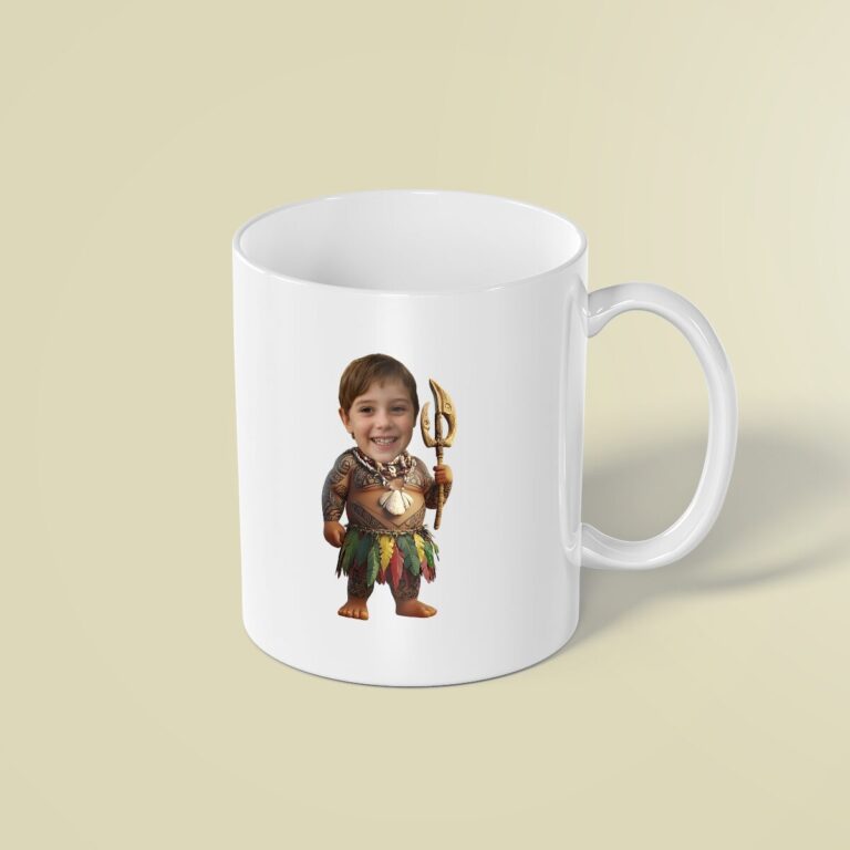 Custom Island Demigod Warrior Face Cutout – Mug Custom Island Demigod Warrior Face Cutout shown on a mug mockup