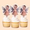 Custom Soft Pink Fairy Face Cutout – Cupcake Topper Custom Soft Pink Fairy Face Cutout shown on a cupcake topper mockup