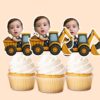 Custom Backhoe-Loader Driver Face Cutout – Cupcake Topper Custom Backhoe-Loader Driver Face Cutout shown on a cupcake topper mockup
