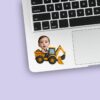 Custom Backhoe-Loader Driver Face Cutout – Sticker Custom Backhoe-Loader Driver Face Cutout shown on a sticker mockup