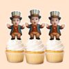 Custom Patriotic Circus Showman Face Cutout – Cupcake Topper Custom Patriotic Circus Showman Face Cutout shown on a cupcake topper mockup