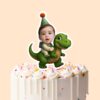 Custom Birthday Rider on a Green Dinosaur Face Cutout – Cake Topper Custom Birthday Rider on a Green Dinosaur Face Cutout shown on a cake topper mockup