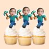 Custom Pixel-Style Miner with Pickaxe Face Cutout – Cupcake Topper Custom Pixel-Style Miner with Pickaxe Face Cutout shown on a cupcake topper mockup